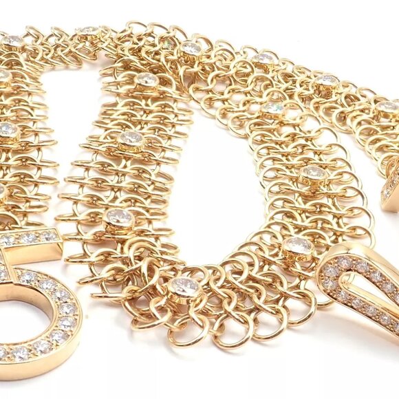 Authentic! Cartier Agrafe 18k Rose Gold Diamond Link Bracelet Size 17 Paper - Picture 4 of 12